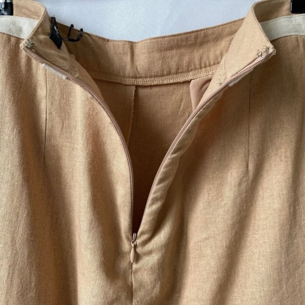7 For All Mankind Women Wide Leg Linen Blend Trouser Pants Size M Tan Luxury NWT - Picture 4 of 11
